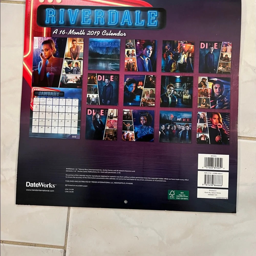 Riverdale 16-month 2019 calendar. Gently used condition no writing anywhere